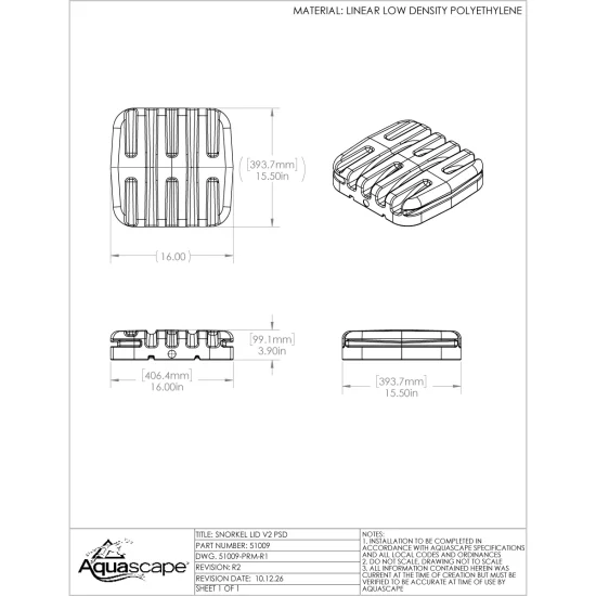 Snorkel lid line drawing