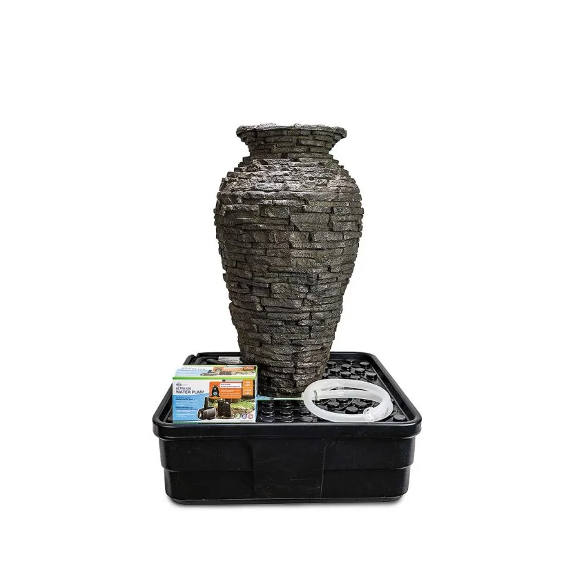 Stacked Slate Urn Fountain Kit - 33.5" H (85 cm) - Image 2