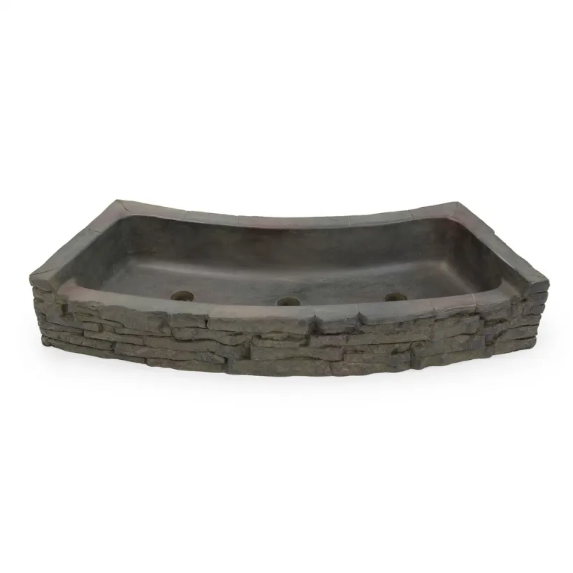 Stacked Slate Wall Topper - Curved Rear-Spill - Image 3