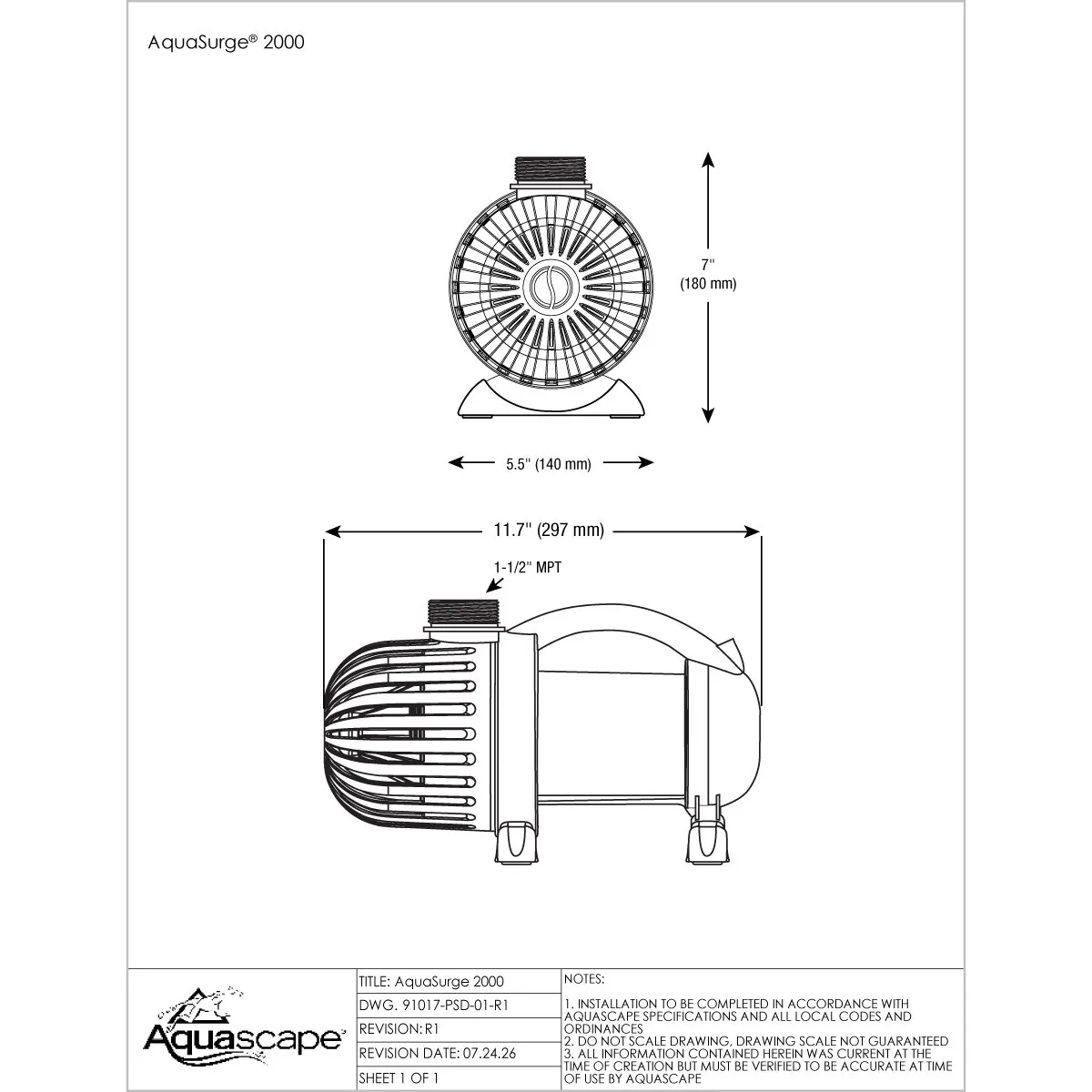 91017 AquaSurge 2000 Line Drw