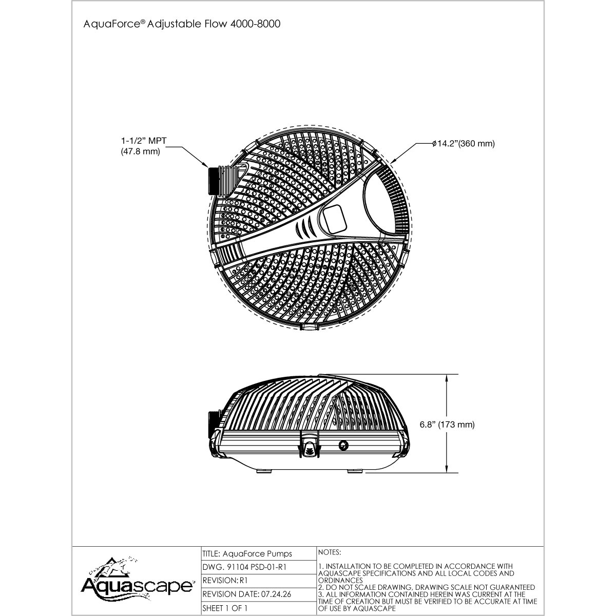 91104 AquaForce 4000 8000 Line Drw