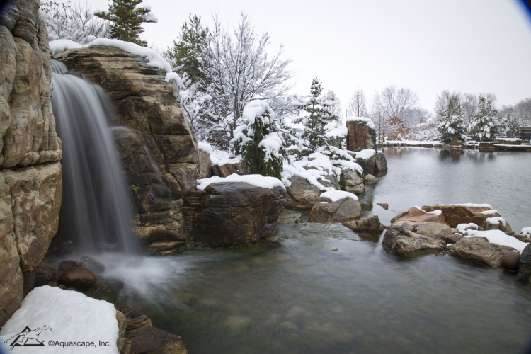 Winter Pond and Waterfall