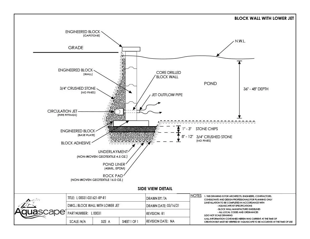 Block wall with lower jet details