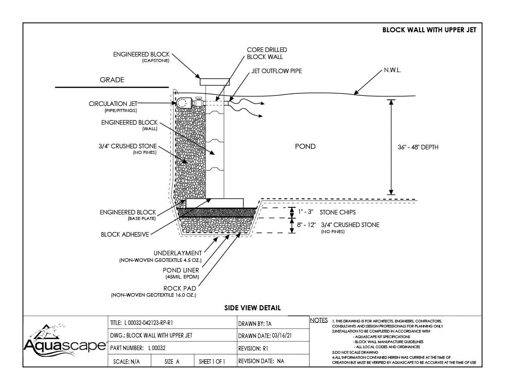 Block wall with upper jet detail