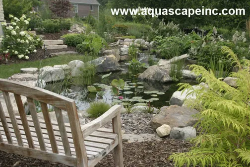 Aquascape Backyard Pond with Bench