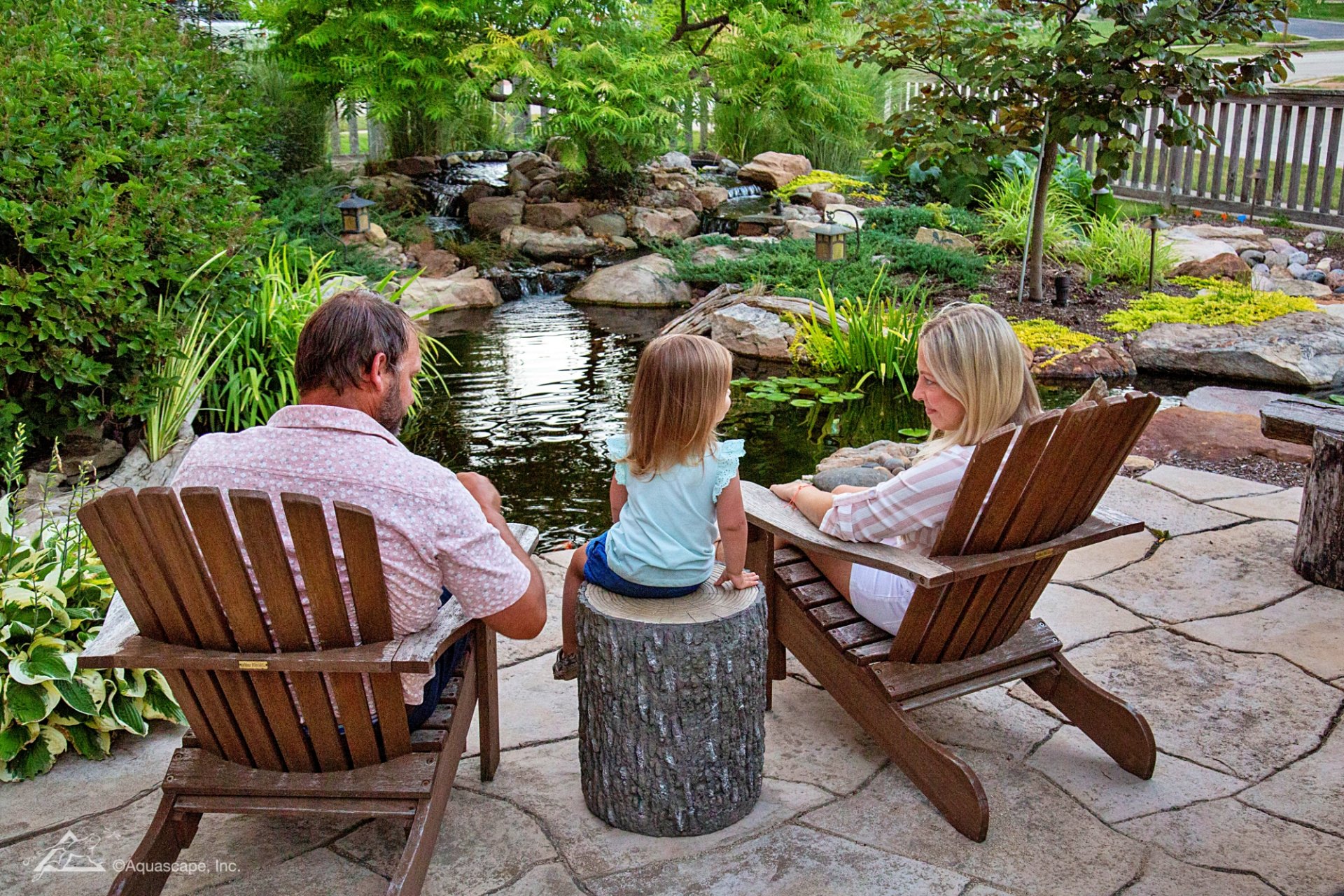 backyard pond in Chicago suburb