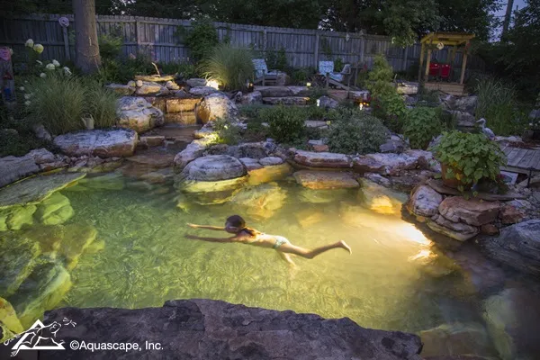 Aquascape Recreation Pond at Night