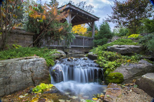 Pond and Waterfall in the Fall Season