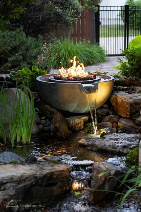 Fire and Water Spillway Bowl in Waterfall