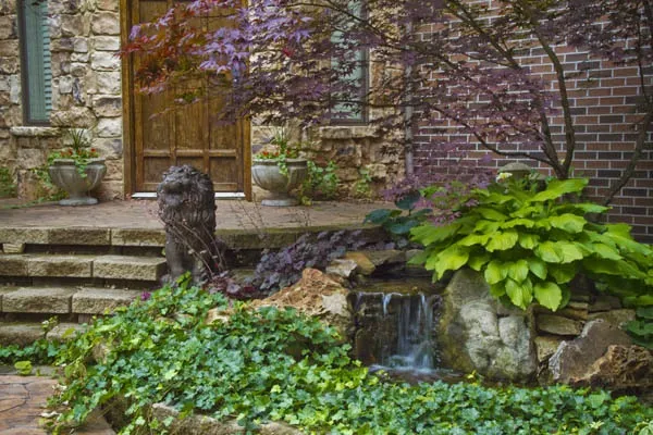 Waterfall by Front Door Creates Curb Appeal