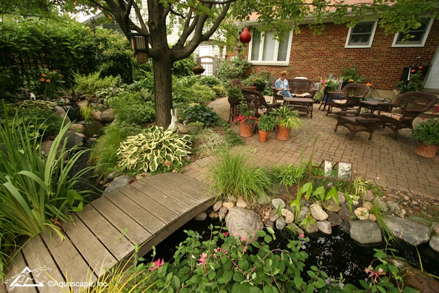 Outdoor Living with Water Garden Pond