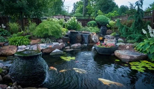 Aquascape Koi Pond with Clear Healthy Water