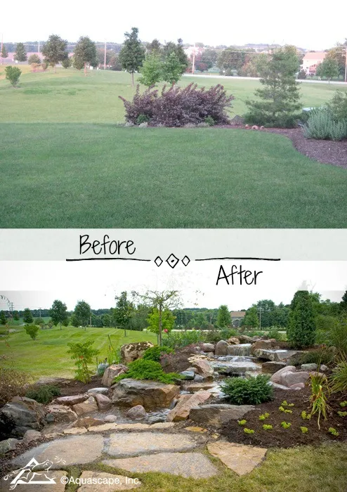 Backyard Transformation with Large Waterfall