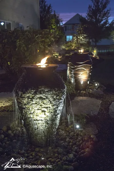 Stacked Slate Urn Combines Water and Fire