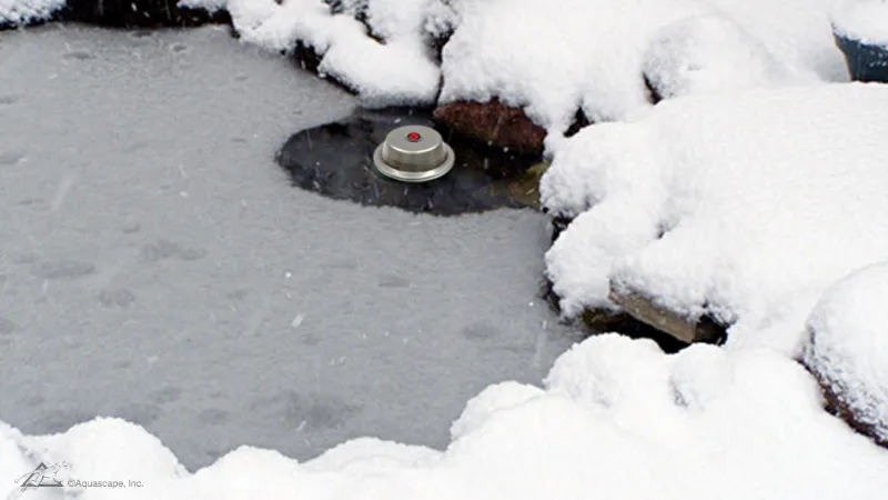 Pond De-Icer in Winter Pond