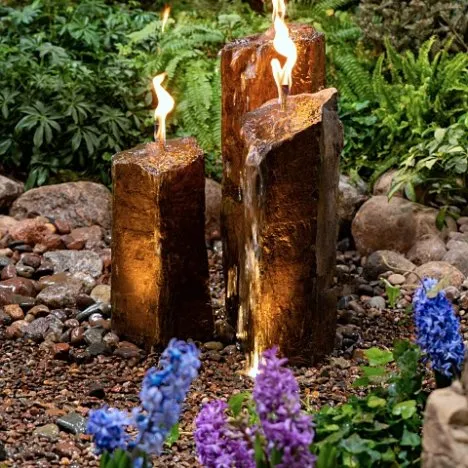 basalt fire and water features by Aquascape