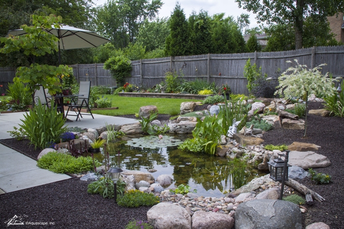Dining Area with Backyard Pond