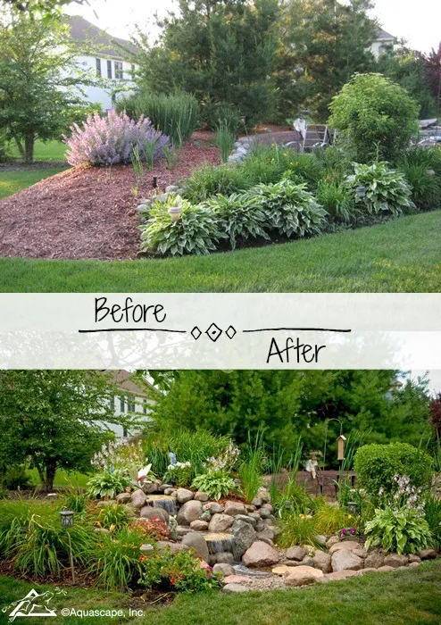 Backyard Transformation with Small Waterfall