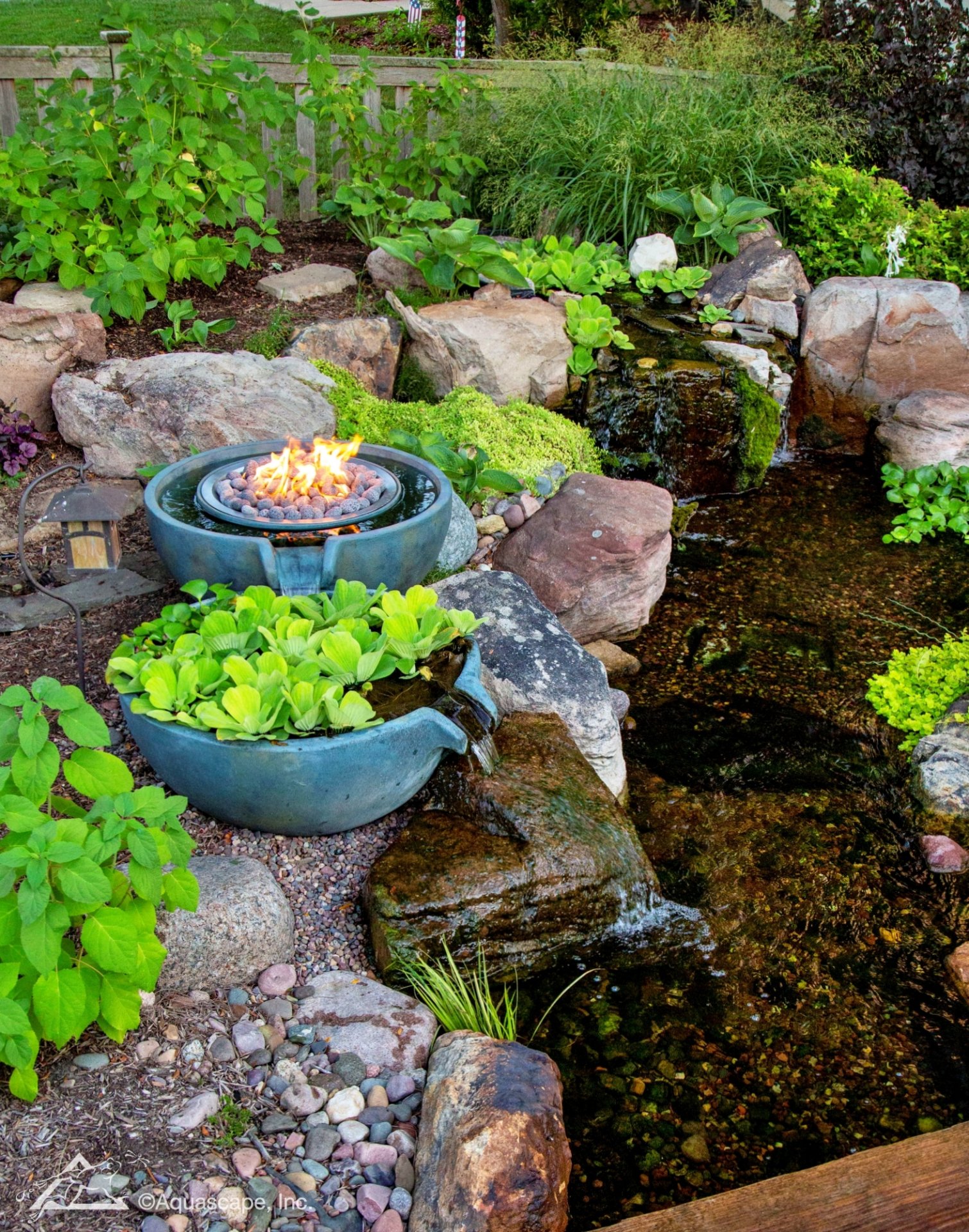 Decorative Spillway Bowls and Backyard Stream