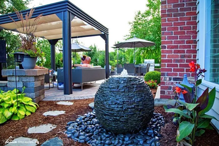 Stacked Slate Sphere Outdoor Fountain