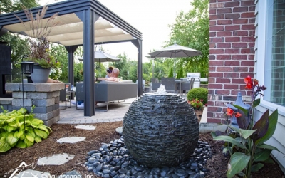 Stacked Slate Sphere - the perfect small space water feature for any yard or landscape