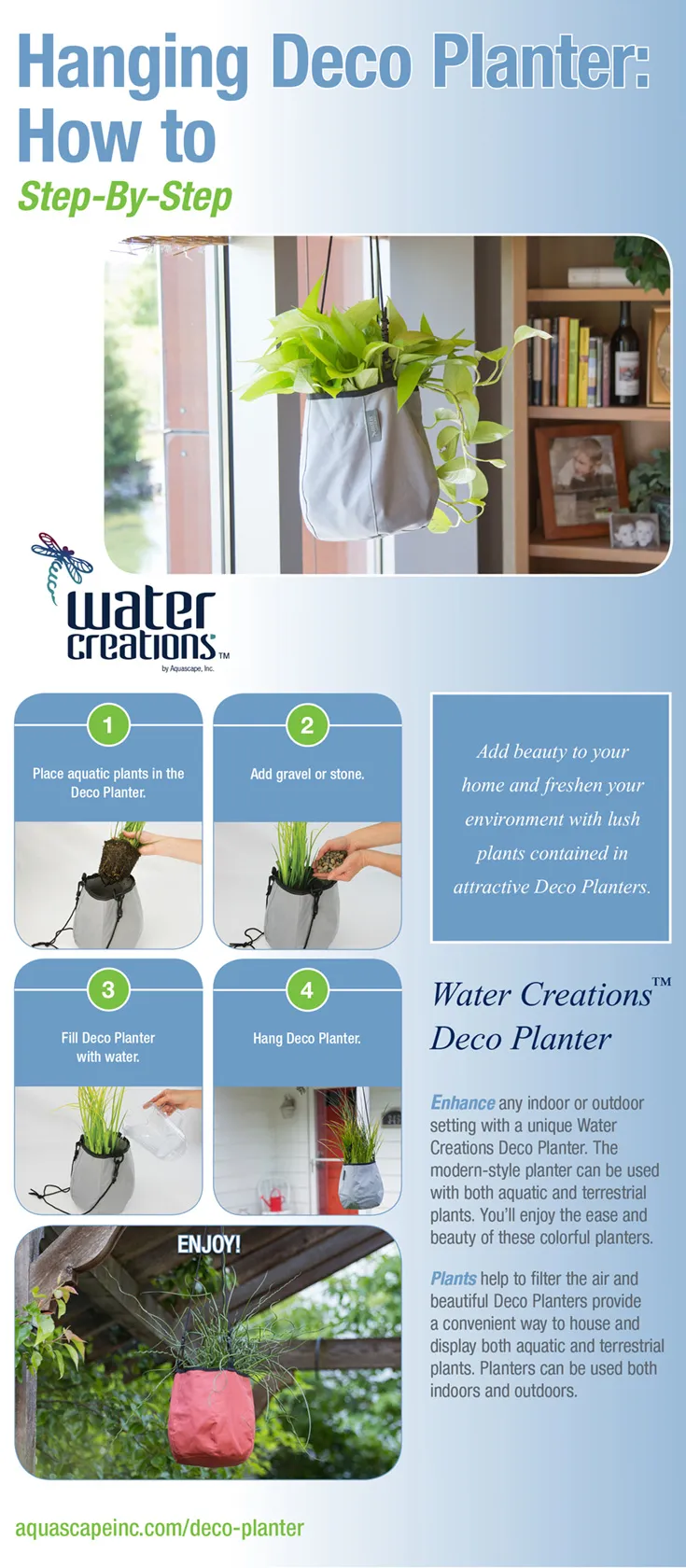 Water Creations Hanging Deco Planter INFOGRAPHIC