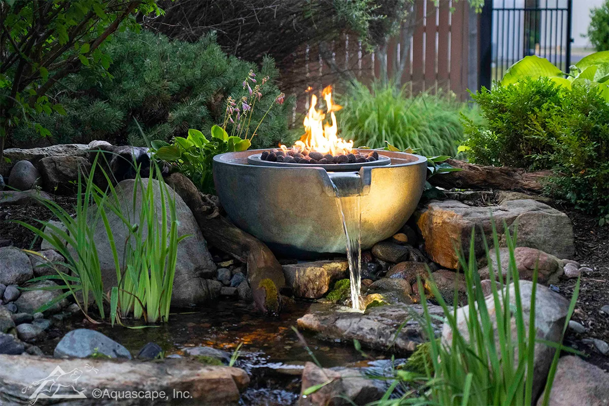 Fire Fountain Spillway Bowl Fire And Water Fountain Aquascape