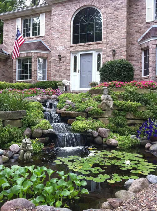 Front yard waterfall to improve curb appeal