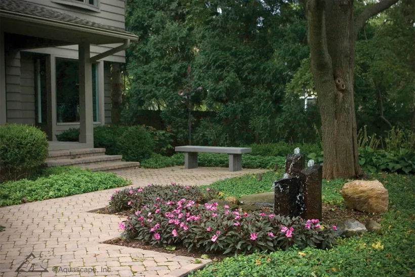 column fountains in backyard