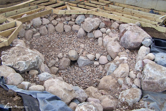 Excavated and rocked pond