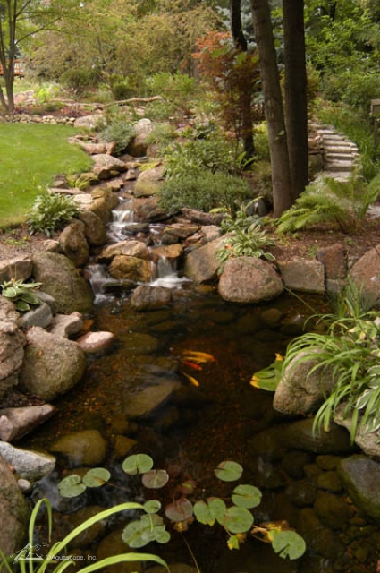 Gravel on the bottom of an ecosystem koi pond