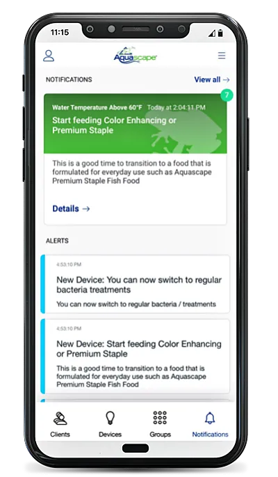 Smart Pond Thermometer on App